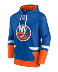 FANATICS Branded Mathew Barzal Royalorange New York Islanders Player Lace Up V Neck Pullover Hoodie