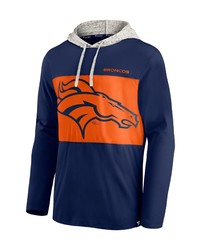 FANATICS Branded Navy Denver Broncos Long Sleeve Hoodie T Shirt