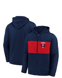 FANATICS Branded Navy Minnesota Twins Team Twill Full Zip Hoodie Jacket