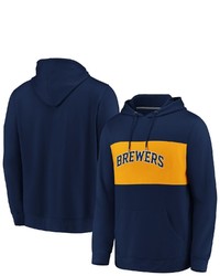 FANATICS Branded Navygold Milwaukee Brewers True Classics Team Faux Cashmere Pullover Hoodie