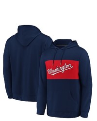 FANATICS Branded Navyred Washington Nationals True Classics Team Faux Cashmere Pullover Hoodie