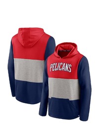 FANATICS Branded Rednavy New Orleans Pelicans Linear Logo Comfy Colorblock Tri Blend Pullover Hoodie