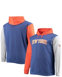 FANATICS Branded Royalorange New York Knicks Big Tall Double Contrast Pullover Hoodie