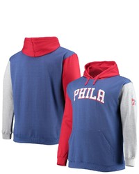 FANATICS Branded Royalred Philadelphia 76ers Big Tall Double Contrast Pullover Hoodie
