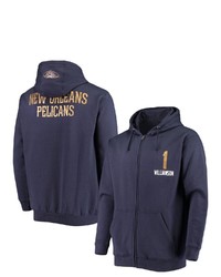 FANATICS Branded Zion Williamson Navy New Orleans Pelicans Player Name Number Full Zip Hoodie Jacket