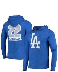Majestic Threads Clayton Kershaw Royal Los Angeles Dodgers Softhand Player Long Sleeve Hoodie T Shirt