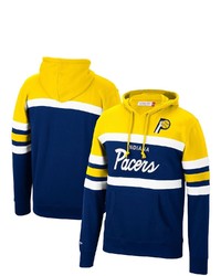 Mitchell & Ness Goldnavy Indiana Pacers Hardwood Classics Head Coach Color Block Pullover Hoodie