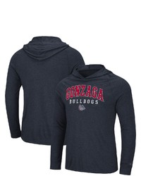 Colosseum Heathered Navy Gonzaga Bulldogs Campus Long Sleeve Hooded T Shirt In Heather Navy At Nordstrom