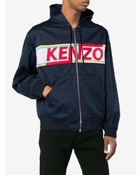 Kenzo Logo Panelled Cotton Zip Up Hoodie