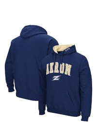 Colosseum Navy Akron Zips Arch And Logo Pullover Hoodie