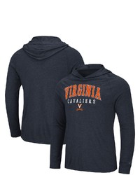 Colosseum Navy Virginia Cavaliers Campus Long Sleeve Hooded T Shirt In Heather Navy At Nordstrom