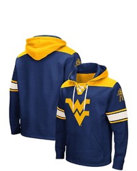 Colosseum Navy West Virginia Mountaineers 20 Lace Up Pullover Hoodie