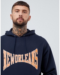 ASOS DESIGN Oversized Hoodie With City Print Print In Navy