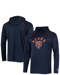STARTE R Navy Chicago Bears Raglan Long Sleeve Hoodie T Shirt