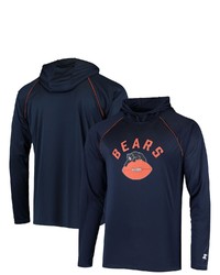STARTE R Navy Chicago Bears Throwback Raglan Hoodie Long Sleeve T Shirt