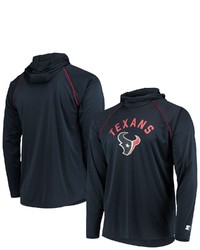 STARTE R Navy Houston Texans Raglan Long Sleeve Hoodie T Shirt