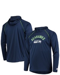 STARTE R Navy Seattle Seahawks Raglan Long Sleeve Hoodie T Shirt