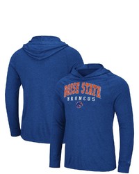 Colosseum Royal Boise State Broncos Campus Raglan Long Sleeve Hoodie T Shirt In Heather Royal At Nordstrom