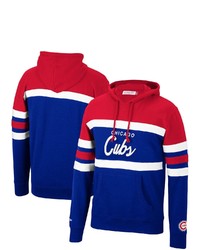 Mitchell & Ness Royalred Chicago Cubs Head Coach Pullover Hoodie