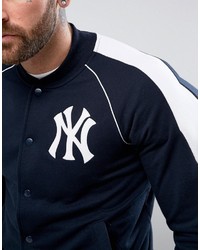 Majestic Fleece Letterman Jacket With Yankees Towelling Back Print To Asos