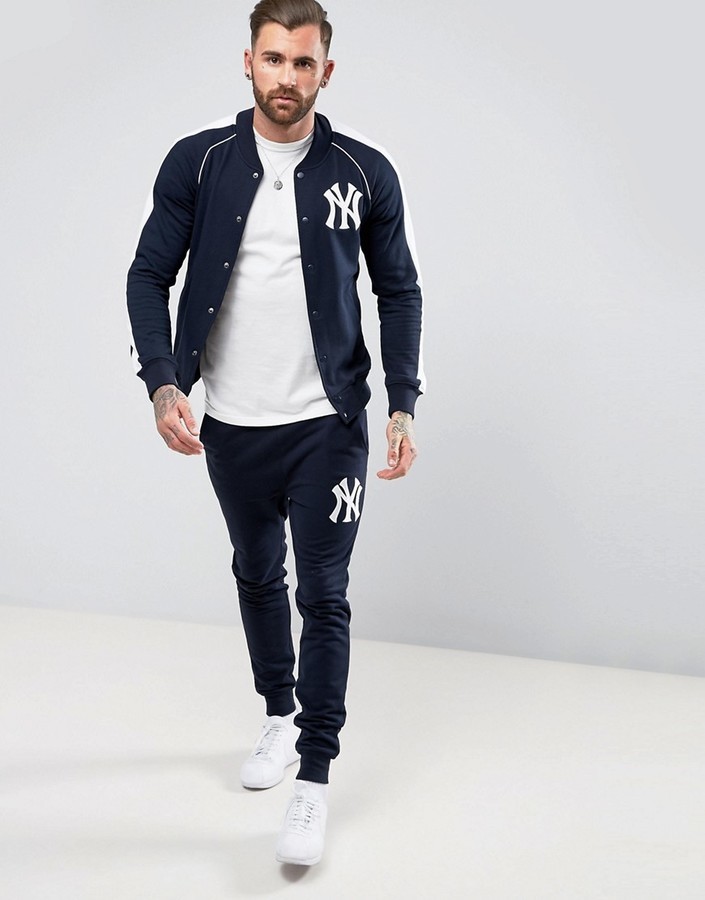 Majestic Yankees Fleece Letterman Jacket Exclusive to ASOS