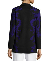 Ming Wang Graphic Stitch Long Sleeve Jacket Purpleblack