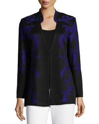 Ming Wang Graphic Stitch Long Sleeve Jacket Purpleblack