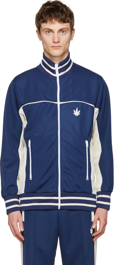 Palm Angels Navy Weed Track Jacket, $630 | SSENSE | Lookastic