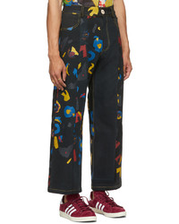 Bethany Williams Black The Magpie Project Edition Deadstock Denim Aoc Print Jeans