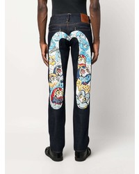 Evisu Daruma Daicock Print Slim Jeans