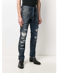 Just Cavalli Distressed Leopard Print Jeans