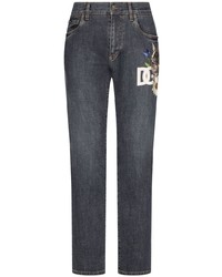 Dolce & Gabbana Logo Print Straight Leg Jeans