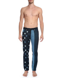 Givenchy Multi Stars Stripes Printed Denim Jeans Black