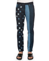 Givenchy Multi Stars Stripes Printed Denim Jeans Black