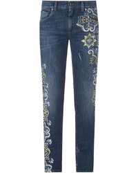 Dolce & Gabbana Tile Print Slim Fit Jeans