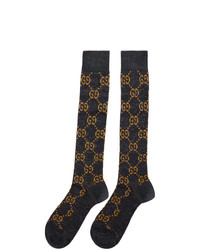 Gucci Navy Crystal Gg Socks