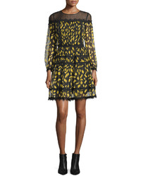 Diane von Furstenberg Jamie Lace Yoke Printed Chiffon Dress