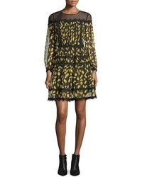 Diane von Furstenberg Jamie Lace Yoke Printed Chiffon Dress