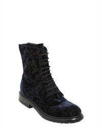 Fru.it 20mm Printed Velvet Lace Up Ankle Boots
