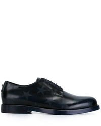 Navy Print Leather Derby Shoes