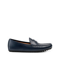 Navy Print Leather Driving Shoes