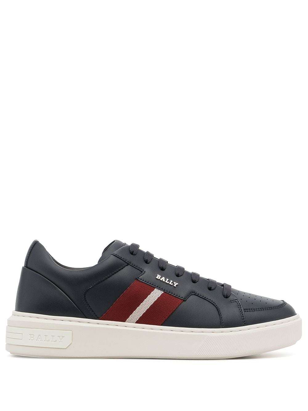 Bally Striped Band Leather Sneakers, $384 | farfetch.com | Lookastic