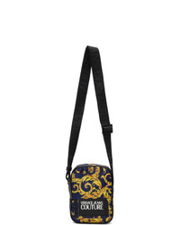 VERSACE JEANS COUTURE Blue And Yellow Barocco Messenger Bag