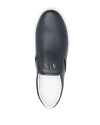 Armani Exchange Leather Logo Print Slip On Shoes