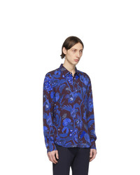 Paul Smith Blue And Burgundy Floral Goliath Shirt