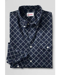 Lands' End Canvas Tailored Fit Printed Heritage Poplin Shirt