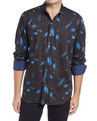 Bugatchi Classic Fit Brushstroke Print Button Up Shirt