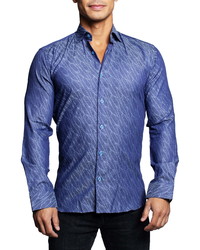 Maceoo Fibonacci Cracked Blue Button Up Shirt