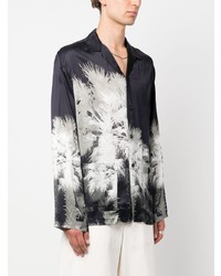 Laneus Long Sleeve Palm Tree Print Shirt