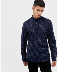 Tom Tailor Long Sleeve Shirt With Ditsy Print In Navy